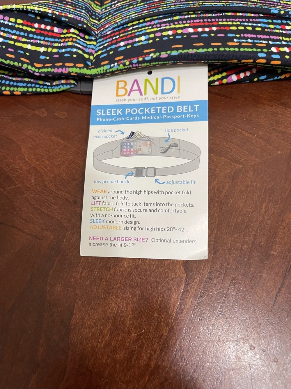 BANDI Multi-Color Neon Stripe Confetti Active‎ Travel Pocket Belt phone